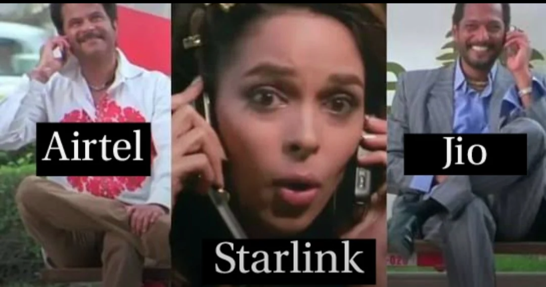 Meme of Starlink having contracts with both Jio and Airtel