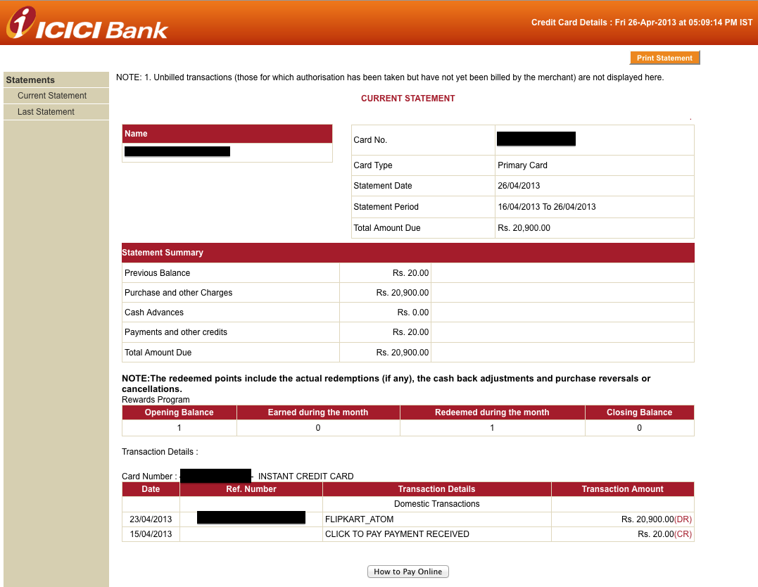 Credit Card (ICICI Bank) - EMI queries - First Time User - Help Please ! | TechEnclave - Indian ...