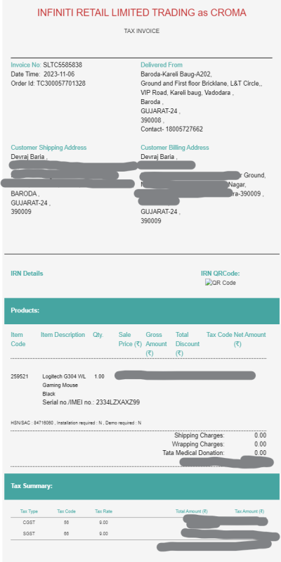 Logitech g304 invoice.png