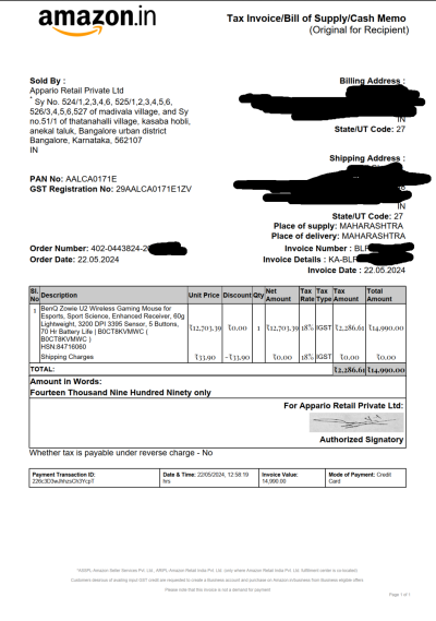 Zowie U2 Invoice.png