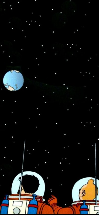 Tintin explorers on the moon earth view.jpg