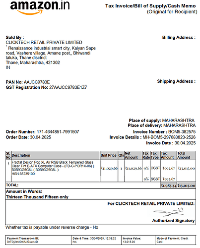 Invoice-Fractal Design Pop Air XL