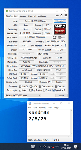 GPUZ RX550