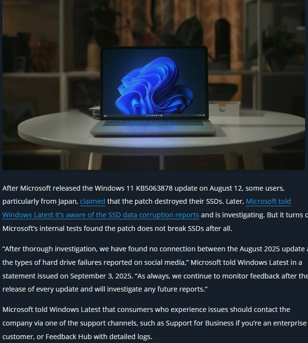 Microsoft issues a fresh statement on Windows 11 update SSD